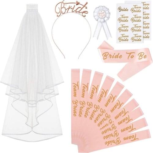 Fabric 1 Set Brides to Be Ornamental Brooch Bridal Veils Set Folding Resistant Bridal Veils Practical for Bridal Shower