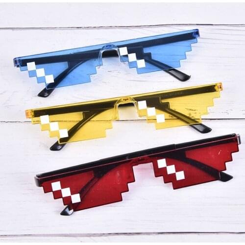1pc Retro Bril 8 Bit Pixelated Zonnebril Mannen Vrouwen Kleding Merk Thug Life Party Bril