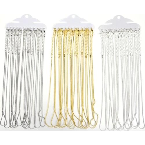 12Pcs/Lot 40cm DIY Necklace Snake Chains With Lobster Clasp Extension Tail Chains For Jewelry Making Findings
