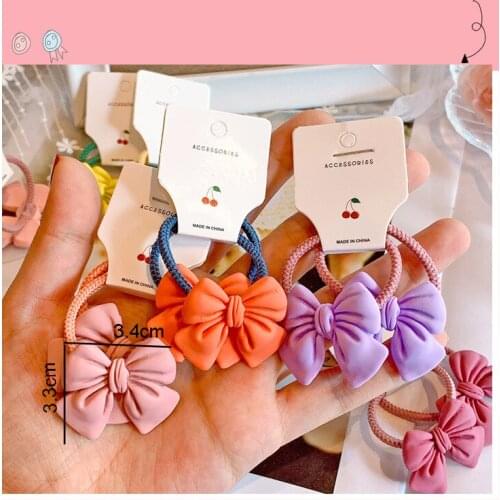 2PCS Girl Kids Hair Ties Small Hair Bow Elastic Rubber Band Girls Women Barrette Hair Accessories Princess Headwear