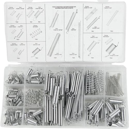 200pcs/box Spring Tension Steel Spring Electrical Hardware Drum Extension Tension Springs Pressure Dual Hook Suit Metal DIY