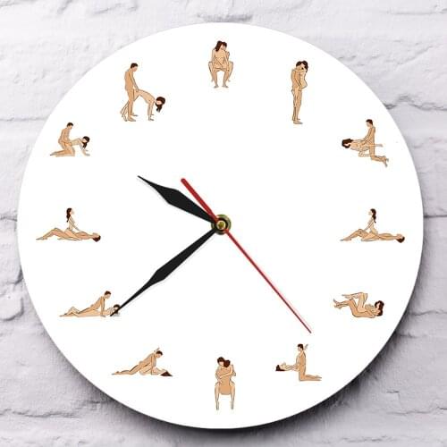 24 Hours Sexual Positions Wall Clock Creative Fashion Personality Wall Clock Acrylic Mute Bedroom Wall Clock Naughty Gift Clock