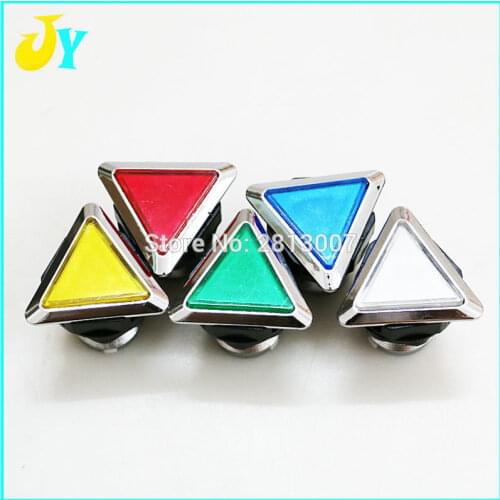 CHROME Plated illuminated 12v Triangle LED Arcade Push Button with microswitch 5 colors