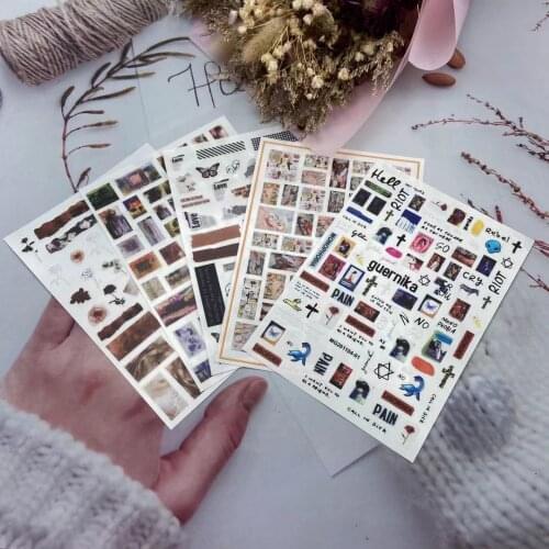 3D Nail Stickers New Casual Graffiti Poster Design DIY Skills Nail Art Decoration Packaging Self-adhesive Transfer Decal Slider