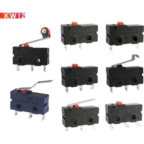 5Pcs Mini Micro Limit Switch NO NC 3 Pins PCB Terminals SPDT Micro kw12/11 mouse zw12 small stroke limit 3 feet 2 feet 5A pulley