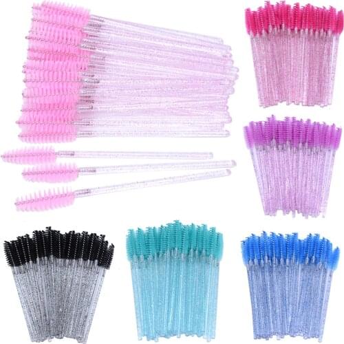 50pcs Newest Crystal 3D Eyelash Mascara Wands Clear Lash Spoolies Wholesale Eye Lashes Brushes Micro Applicators