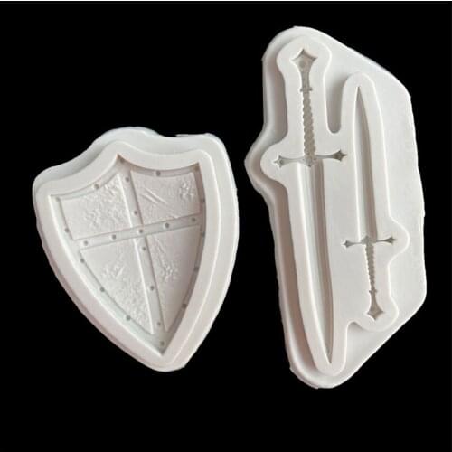 9*7.5*1.2CM DIY Sugar Craft Cake Vintage Two-Sword Soldier Silicone Mold Fondant Mold Cake Decorating Tools Gum Paste Mold
