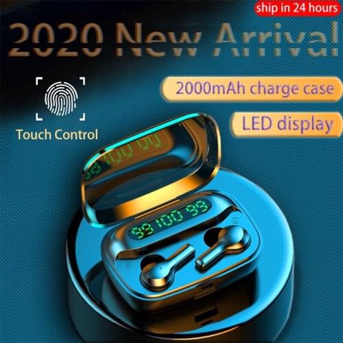 R3 Bluetooth Earphone Wireless earbuds LED TWS with Microphone Earphones touch control 2000mAh power bank Noise Cancel Headset