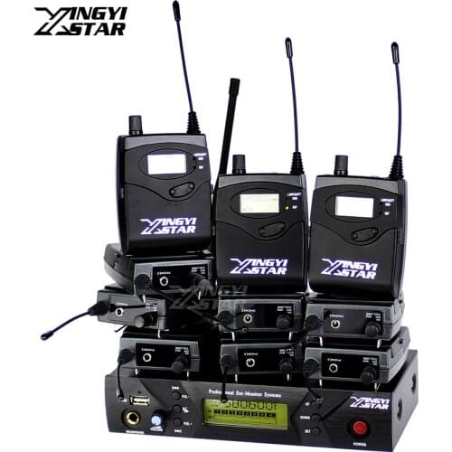 Professional Monitoring UHF Wireless In Ear Headphone Stage Monitor System One USB Transmitter With 10 Beltpack Receivers EW 300
