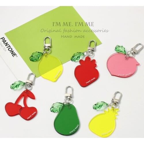 Fruit Peach Avocado Keychain Transparent Cute Suitable for AirPods Pendant