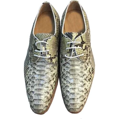 Chue New Men Dress Shoes Snake Skin Python Leather Wendding Business