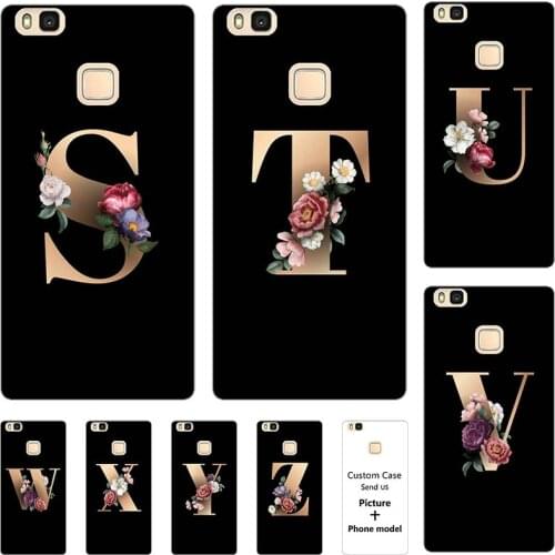 Flower 26 English Letters Initial Case For Huawei Ascend P9 Lite G9 5.2" VNS-L21 VNS-L23 VNS-L31 VNS-L53 Soft Silicone Cover