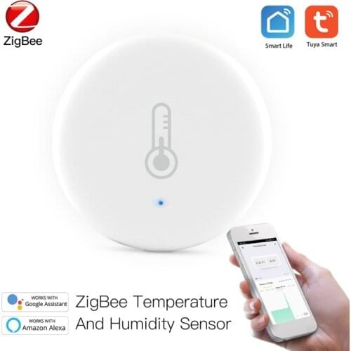 Tuya Smart Home WiFi Temperature And Humidity Sensor With LED Screen Security Alarm Detector Works With Alexa Google Zigbee Hub