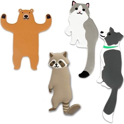 Animal Decorative Wall Hooks,4 Pack Adhesive Hangers,Self-Adhesive Hooks,Waterproof And Reusable,For Towel Keys Hat