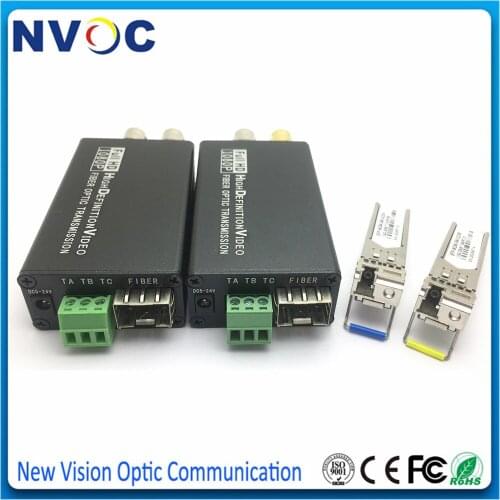 Full HD 1080P Mini 1Ch Forward HD-SDI Fiber Converter with Loopback Optical Transceiver 1.25G SM SX 20KM LC SFP