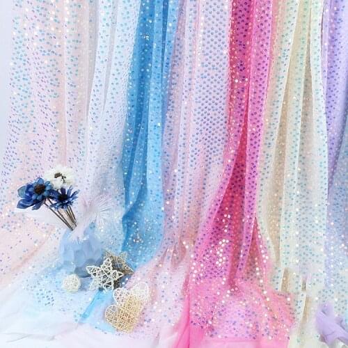 6mm holographic color laser sequins cloth stage performance clothing fabric wedding decoration mesh gauze background cloth