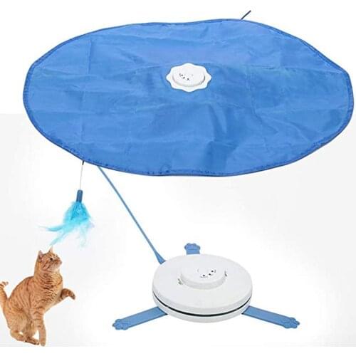 Pet Cat Feather Toy Eletric Timing Teaser Automatic Interactive Toy Tear Resistant Nylon Abs Material Toy For Cats Of All Ages