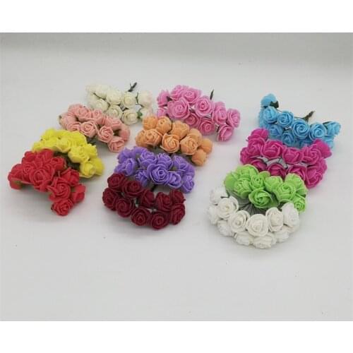 12pcs Multi Color Scrapbooking artificial rose flowers Head Silk Foam Rose Petals Table Decorations Party Supplies