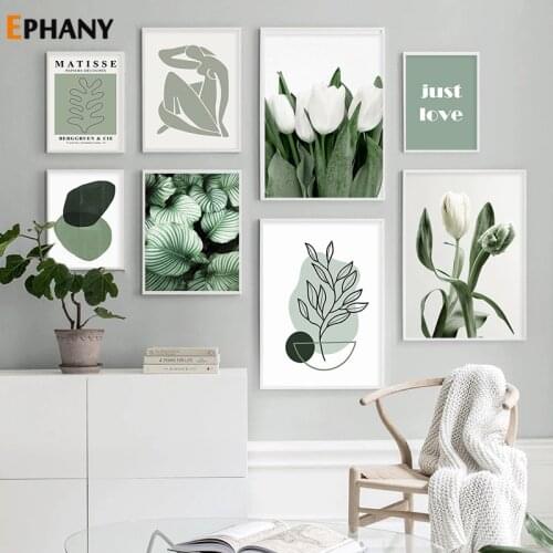 White Tulip Canvas Painting Aloe Poster Monstera Wall Art Green Plant Prints and Posters Nordic for Living Room Home Decor