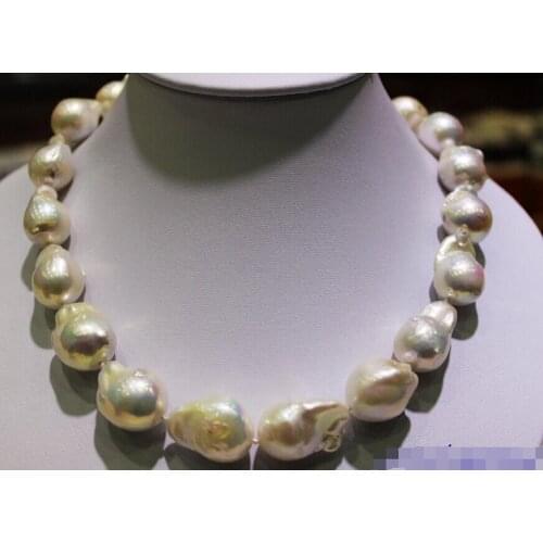 Jew3109 White Beautiful keshi pearl necklace 17.5INCH "handmade" Alloy