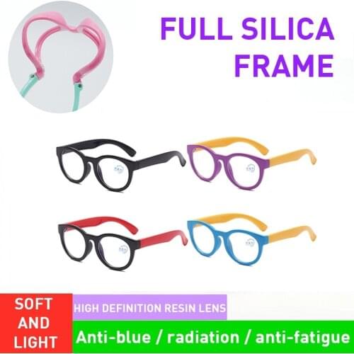 Round Anti Blue Light Kids Glasses Optical Frame Eyeware Boy Girl Round Computer Transparent Eyeglasses Goggles Soft Frame