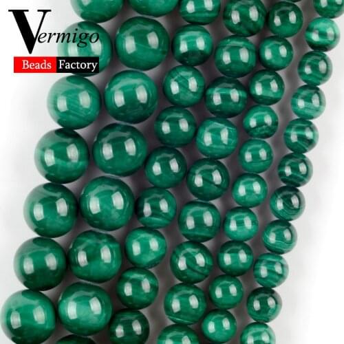 Natural Malachite Stone Round for Jewelry Making 6mm-10mm Spacer Loose Beads Diy Bracelet Necklace Accessories Wholesale 15"