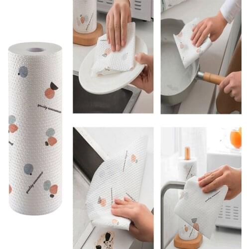 Kitchen Disposable Dish Cleaning Cloths Oil Absorbing Cloth-like 1 Roll