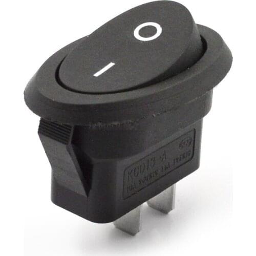 10pcs 2 Position 3 Pins Mini Oval Rocker Switch Black Boat Switch KCD13-A High Quality