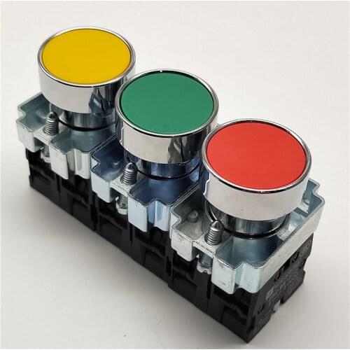 22mm Xb2-ba31 Xb2-ba42 Zb2-be101c 102c 10A 240V ~ 3A Instantaneous Button Switch Circular Small Size Flat Switch NC / NO