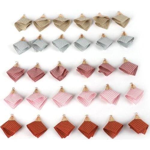 6pcs 40x30mm Fashion Plated Gold Coth Tassel Charm For DIY Earring Necklace Bracelet Jewelry Making Findings