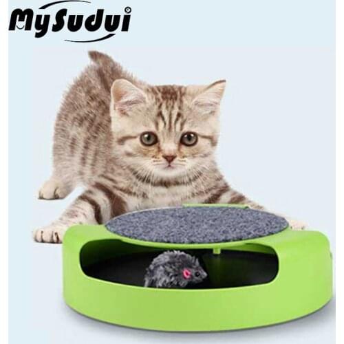 MySudui 2 In 1 Interactive Cat Toy Mouse Moving Mice Scratch Board Multifunctional Toy For Cat Play Catching Toy Catcher Kittens