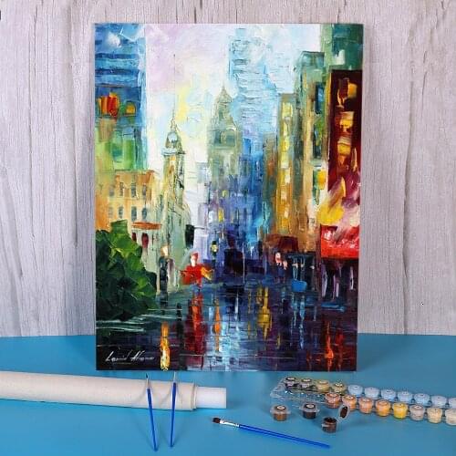 City After The Rain Coloring By Numbers Painting Set Oil Paints 40*50 Painting On Canvas Home Decoration Crafts For Art