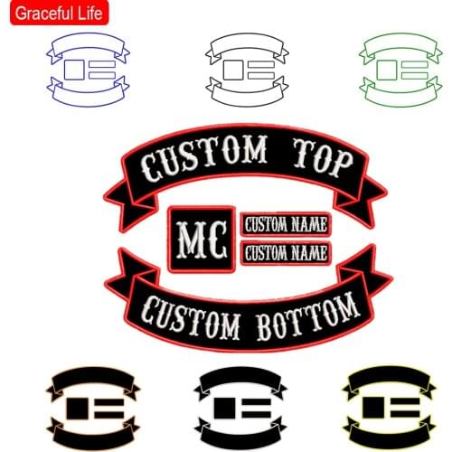 Set of 5 Custom Biker Patch Embroidered Your Own ID Text Iron-on Motorcycle Patch Apply to Punk Biker Jacket On Rider Back