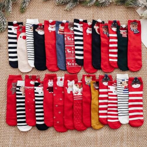 Cute Women Cotton Socks Happy Santa Claus Funny Clown Lovely 3D Cartoon Animal Bear Deer Gifts For Girl Boys Designer Size 35-42