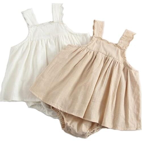 Summer New 2020 Baby Newborn Infant Baby Girls Rompers Cotton Suspender Dress Baby Short Sleeve Cotton Fart Clothes