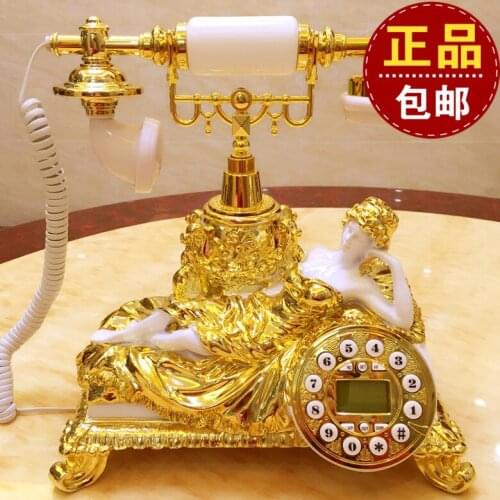 The new landline phone card room luxury European antique telephone retro white Decoration home classical ID backlit phone Caller