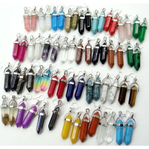 Natural Stone Quartz Crystal Turquoises lapis tiger eye Earring pendant for diy Jewelry making necklace Earring Accessories