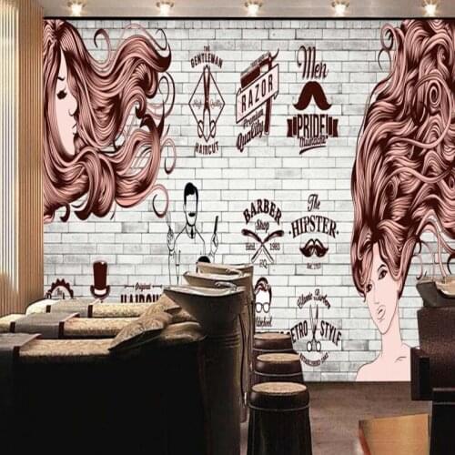 Drop Shipping Wallpaper 3d European Style Hair Salon Barber Theme Background Wall Mural Hairdressing Shop High Quality Wallpaper