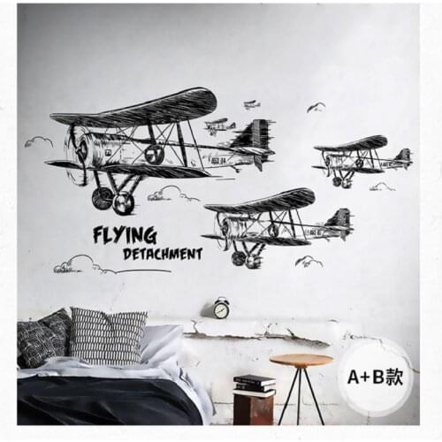Retro airplane Removable wall sticker Home Living room bedroom wallpaper sofa Background wall pvc material Wall Sticker