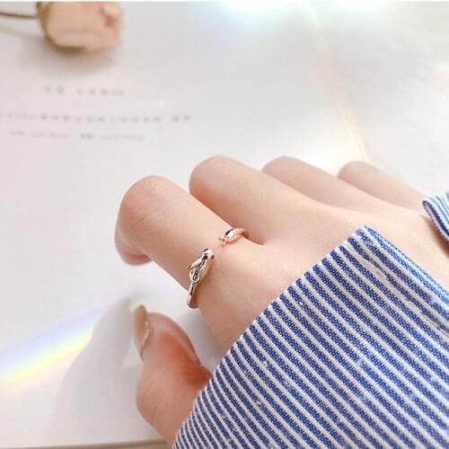 925 Sterling Silver Sweet Cute Rabbit Carrot Adjustable Rings Animal Ring For Women Jewelry Gifts Dropshipping S-R542