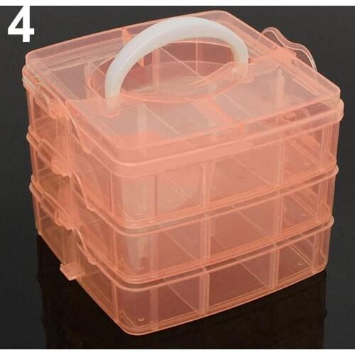 3 Layers Split Grid 18 Compartments Home Clear Storage Box Container Jewelry Bead Organizer Case