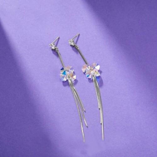 Trend Crystal Fashion Drop Earring made with Austrian Crystal for Girls Party Long Chain Tassel Earings Christmas Jewellery Gift