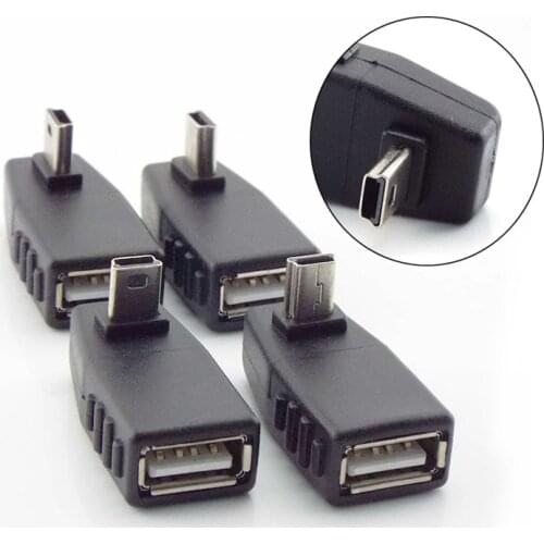 90 Degree Angle Converter Mini USB 5Pin Male to USB Female Connector OTG Adapter for Car MP3 MP4 Tablets Phone U-Disk