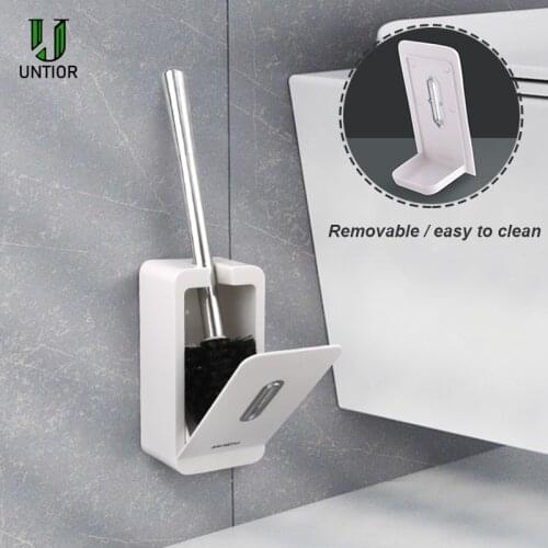 UNTIOR Wall Mounted Stainless Steel Toilet Brush with Holder Portable Bathroom Cleaning Tools Removable Bathroom Accessories