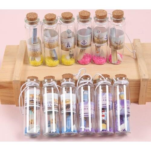 12Pcs/Set Vintage Cork Bottle Message Lucky Bottle Mini Shell Wish Bottle Love Letter Paper Christmas Present Wedding Craft Gift