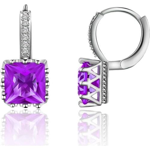 1pairs copper crown sharp setting cubic zirconia many color hoop Earrings for women