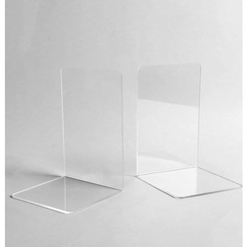 2pcs Acrylic Transparent Bookends Book Display Stand Holder Book Stand Holder Frame Document Holder Stand Desk Organizer Bookend