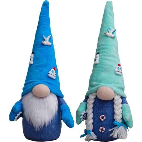 2 Pcs World Ocean Day Decorations Plush Faceless Doll Summer Gnome Dwarf For Bedroom Living Room Desktop Ornaments