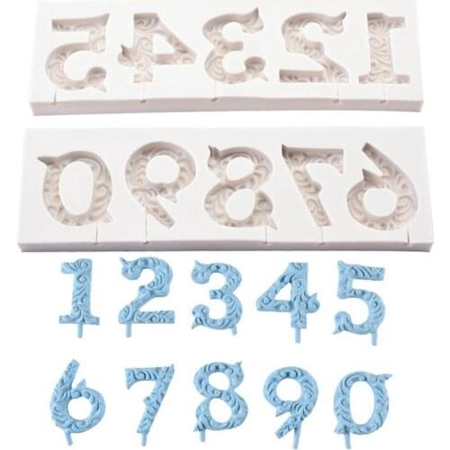 Cake Mold 2PCS Number 0-9 Silicone Mold Chocolate Mold DIY Sugarcraft Fondant Mold For Birthday Wedding Cake Decorating Tools