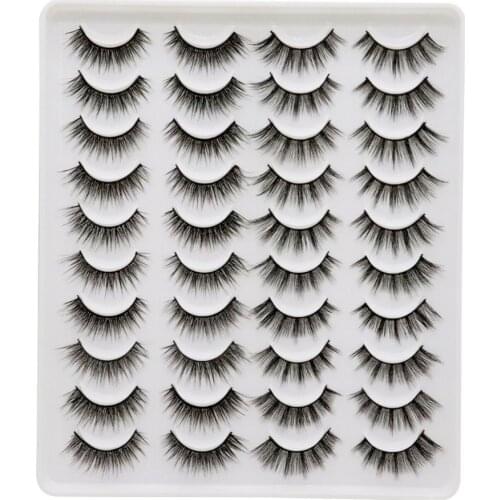 20 Pair 6D Mink lashes Natural Wispy Fluffy Eyelashes Dramatic Volume Fake Lashes Extension Handmade lashes